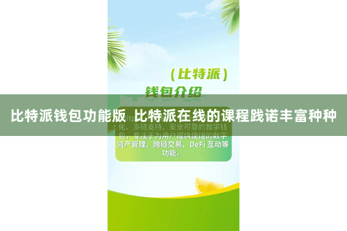 比特派钱包功能版 比特派在线的课程践诺丰富种种